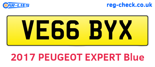 VE66BYX are the vehicle registration plates.