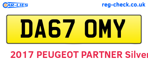 DA67OMY are the vehicle registration plates.