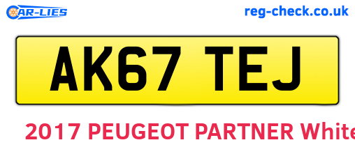 AK67TEJ are the vehicle registration plates.