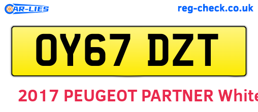 OY67DZT are the vehicle registration plates.