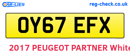 OY67EFX are the vehicle registration plates.