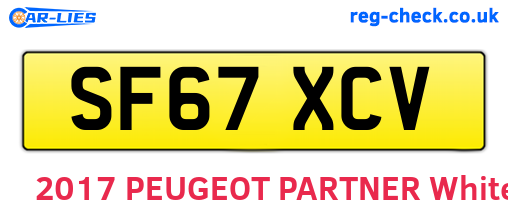 SF67XCV are the vehicle registration plates.