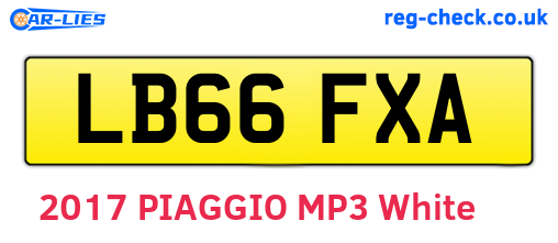 LB66FXA are the vehicle registration plates.