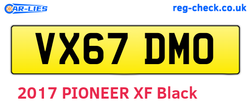 VX67DMO are the vehicle registration plates.