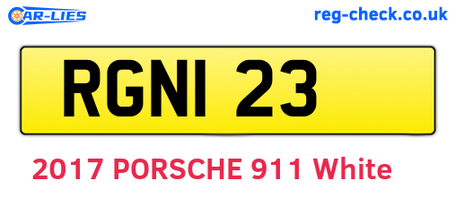 RGN123 are the vehicle registration plates.