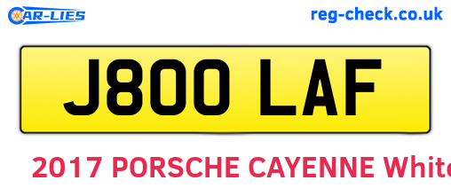 J800LAF are the vehicle registration plates.