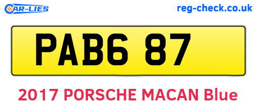 PAB687 are the vehicle registration plates.