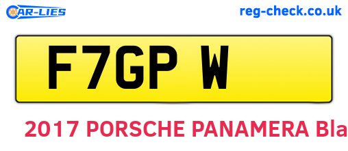F7GPW are the vehicle registration plates.