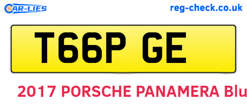 T66PGE are the vehicle registration plates.