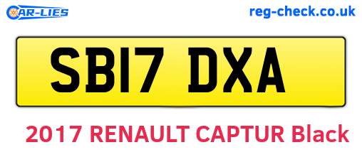 SB17DXA are the vehicle registration plates.