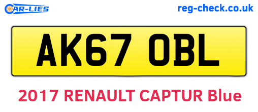 AK67OBL are the vehicle registration plates.