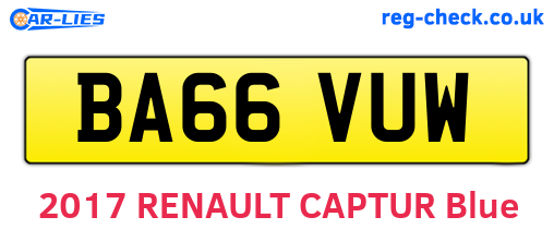 BA66VUW are the vehicle registration plates.