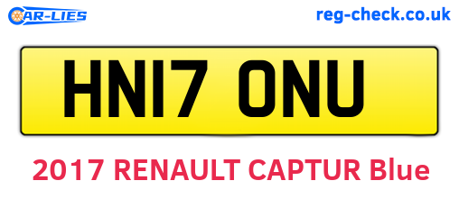 HN17ONU are the vehicle registration plates.