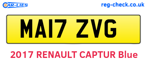 MA17ZVG are the vehicle registration plates.
