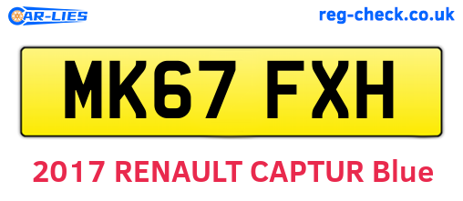 MK67FXH are the vehicle registration plates.