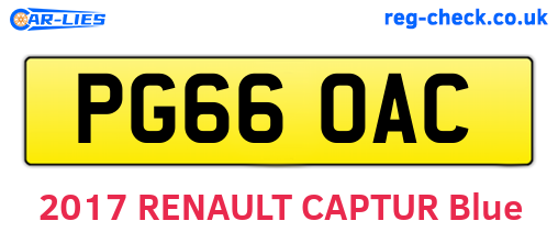 PG66OAC are the vehicle registration plates.
