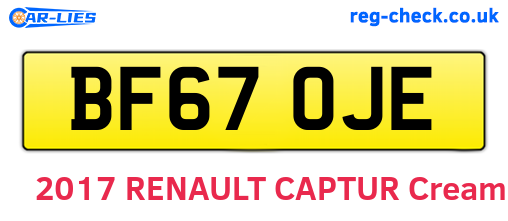 BF67OJE are the vehicle registration plates.