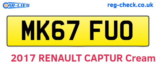MK67FUO are the vehicle registration plates.