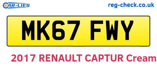 MK67FWY are the vehicle registration plates.