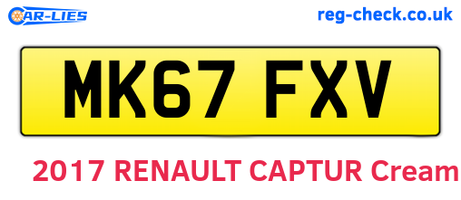 MK67FXV are the vehicle registration plates.