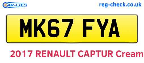 MK67FYA are the vehicle registration plates.