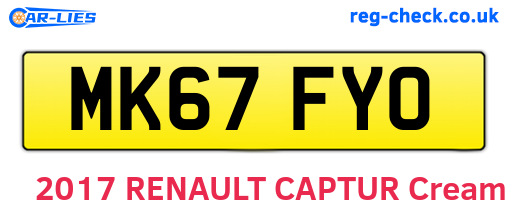 MK67FYO are the vehicle registration plates.