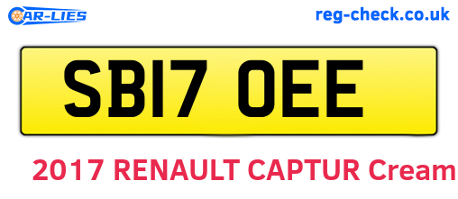 SB17OEE are the vehicle registration plates.