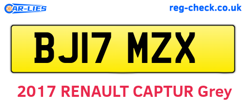 BJ17MZX are the vehicle registration plates.