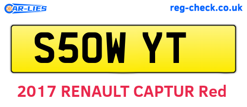S50WYT are the vehicle registration plates.