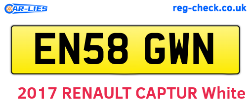 EN58GWN are the vehicle registration plates.