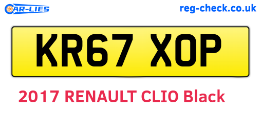 KR67XOP are the vehicle registration plates.
