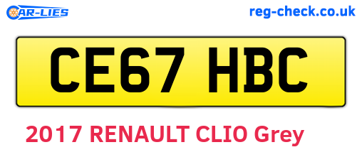 CE67HBC are the vehicle registration plates.