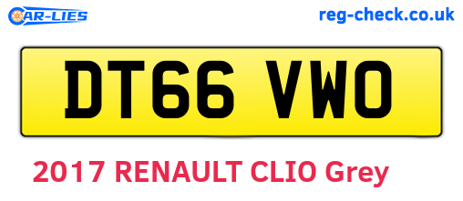DT66VWO are the vehicle registration plates.