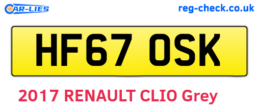 HF67OSK are the vehicle registration plates.