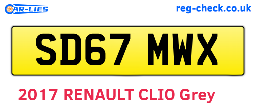 SD67MWX are the vehicle registration plates.