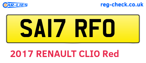 SA17RFO are the vehicle registration plates.