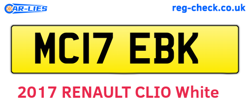 MC17EBK are the vehicle registration plates.