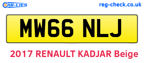 MW66NLJ are the vehicle registration plates.