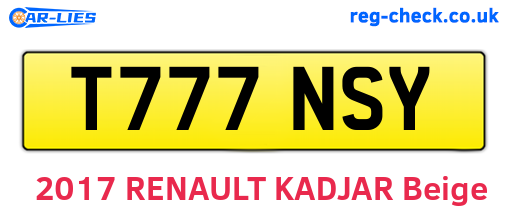 T777NSY are the vehicle registration plates.
