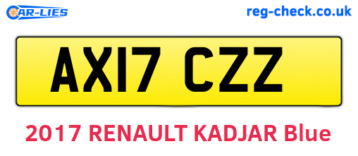 AX17CZZ are the vehicle registration plates.