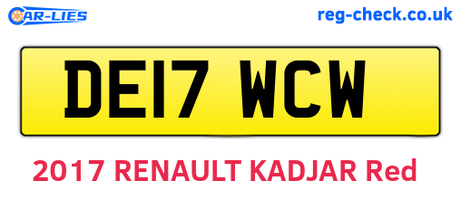 DE17WCW are the vehicle registration plates.
