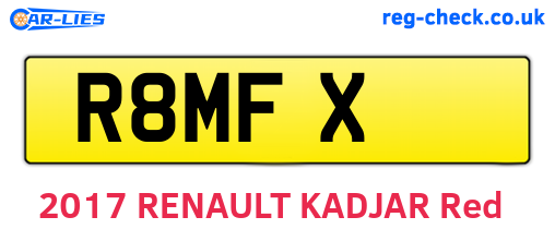 R8MFX are the vehicle registration plates.