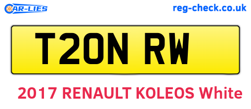 T20NRW are the vehicle registration plates.