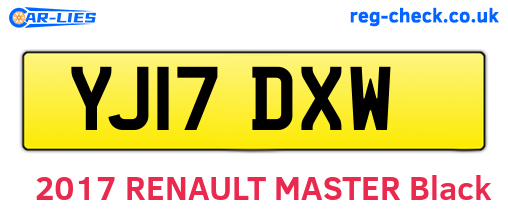 YJ17DXW are the vehicle registration plates.