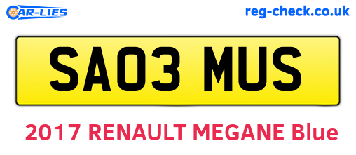 SA03MUS are the vehicle registration plates.