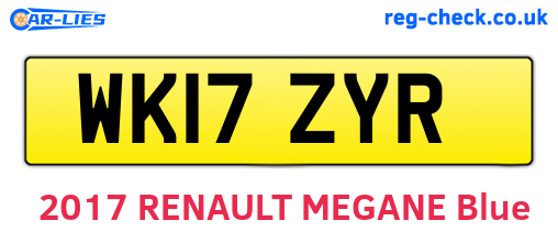 WK17ZYR are the vehicle registration plates.