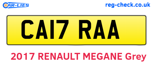 CA17RAA are the vehicle registration plates.