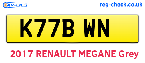 K77BWN are the vehicle registration plates.