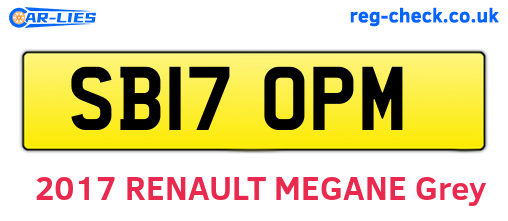 SB17OPM are the vehicle registration plates.