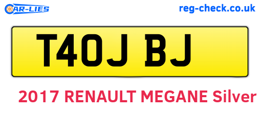 T40JBJ are the vehicle registration plates.
